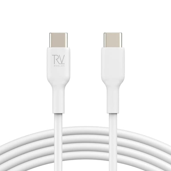 Rvelon USB-C till USB-C Kabel 1m - Vit Vit