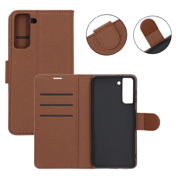 Samsung Galaxy S21 Wallet Case with Stand - Brown Brun