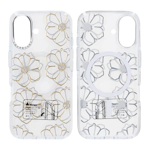 Mobilskal Magsafe till iPhone 16 - Transparent med blommor Transparent