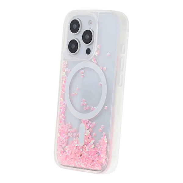 Diamond Quicksand Magnetic Case For iPhone 16 Pro Max Pink Rosa