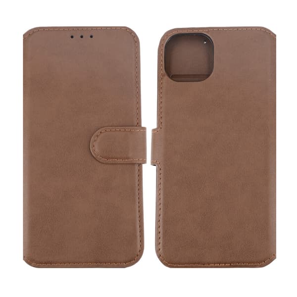 iPhone 15 Plus Plånboksfodral Läder Rvelon - Brun Brun