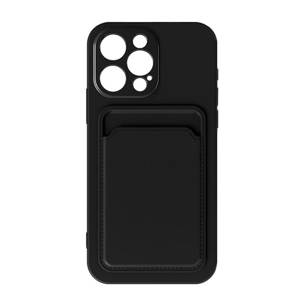 iPhone 13 Pro Silicone Case with Card Holder - Black Svart