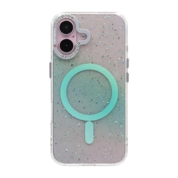 Glitter Diamond Magnetic Case - iPhone 16 Green Grön