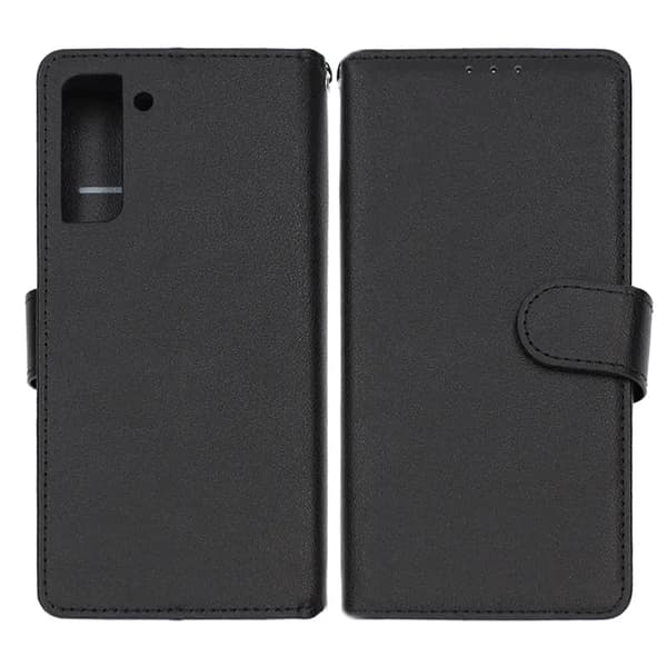 Flip Stand Leather Wallet Case For Samsung Galaxy S21 Black Svart