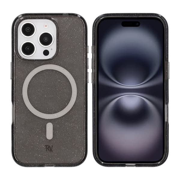 Rvelon Terminator with magsafe Phone Case For iPhone 16 Pro Black Glitter Glitter
