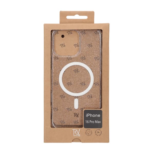 iPhone 16 Pro Max Rvelon Mobilskal TPU med MagSafe - Glitter Vit Glitter