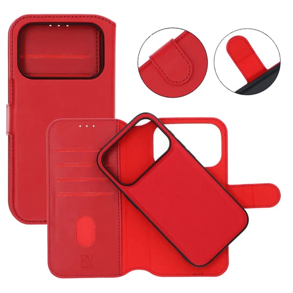 Rvelon Wallet Case Magnet for iPhone 17 Pro - Red Röd