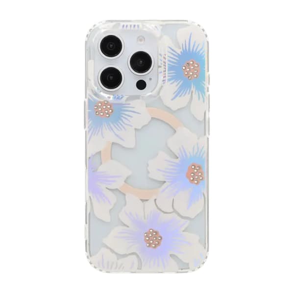Laser Engraved Floral Rhinestone MagSafe Case For iPhone 16 Pro Max Large Lily