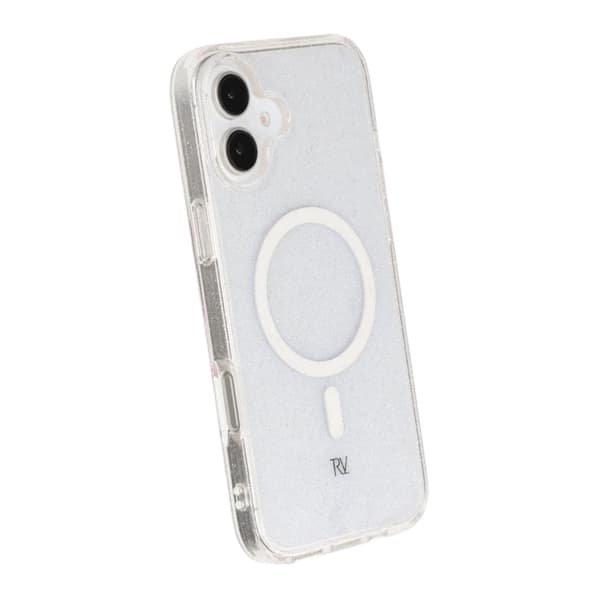 iPhone 16 Plus Rvelon Mobilskal TPU med MagSafe - Glitter Vit Glitter