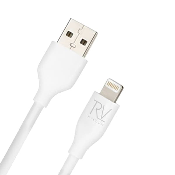Rvelon iPhone-kabe USB A till Lightning MFi Silikon 1M Vit Vit