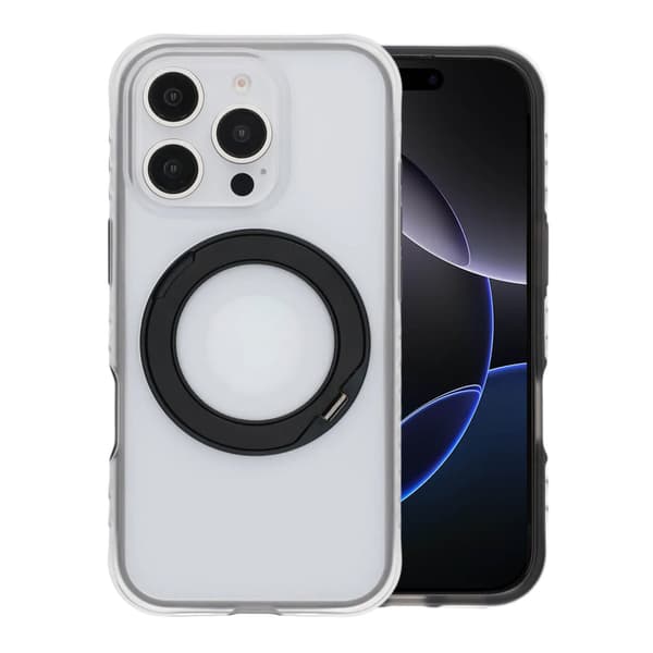 Armor Matte Frosted Magnetic Case with 360° Rotatable Kickstand - iPhone 16 Pro Max Black
