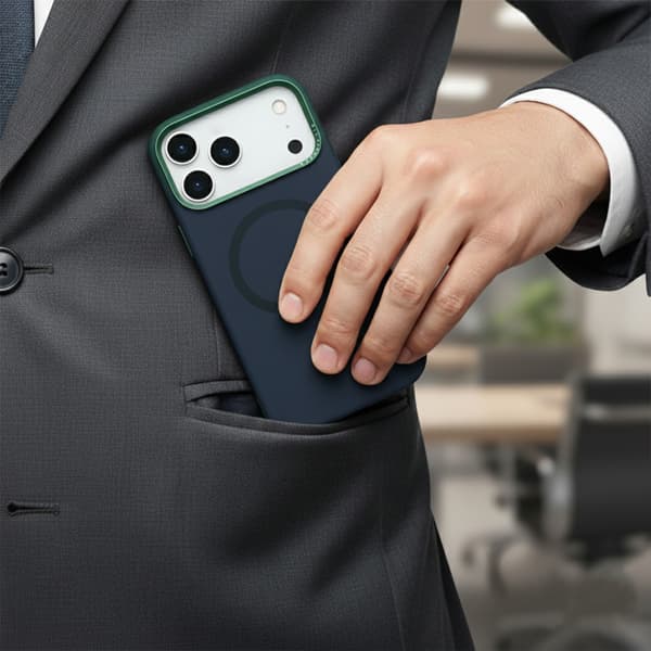 Mobile Case Silicone with Camera Metal Frame for iPhone 17 Pro - Blue Blå