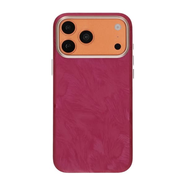 Mobilskal med plumartad textur för iPhone 17 Pro Max och iPhone 18 Pro Max - Röd Rose Red