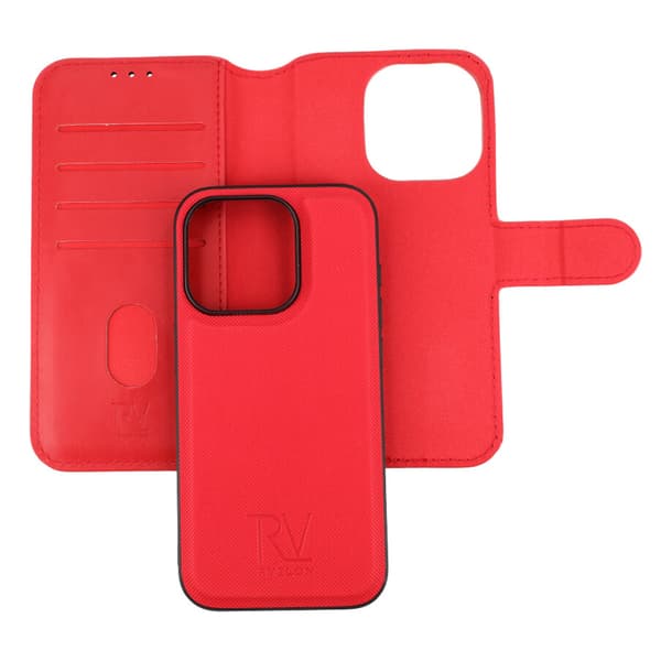 iPhone 15 Pro Plånboksfodral Magnet Rvelon - Röd Röd