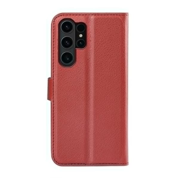 Flip Stand Leather Wallet Case For Samsung Galaxy S24 Ultra Brown