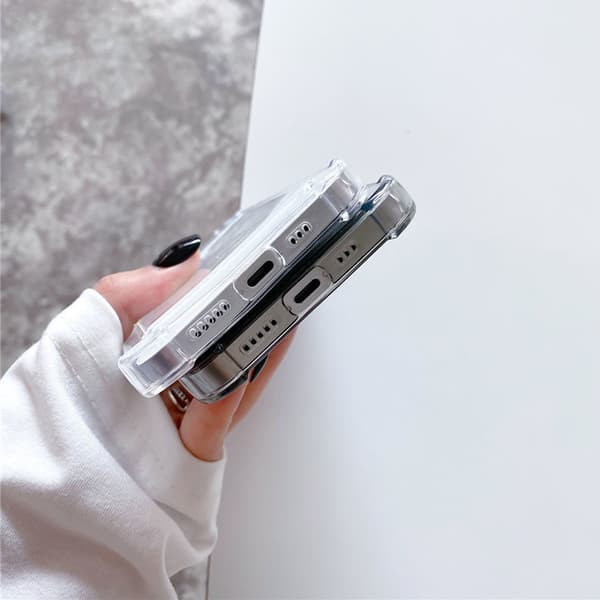 iPhone 12 Shockproof Case with Card Holder - Gray Grå