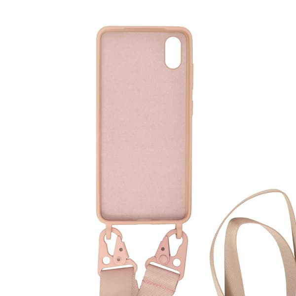 iPhone XS Max Silikonskal med Rem/Halsband - Rosa Rosa
