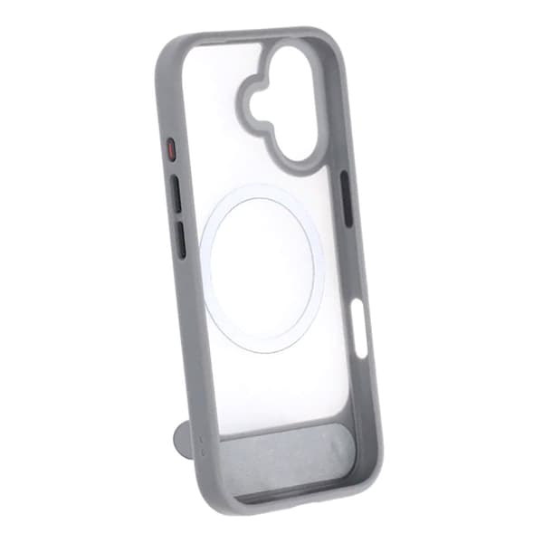 Black Feather Inclined Bracket Magnetic Case - iPhone 17 Gray Svart