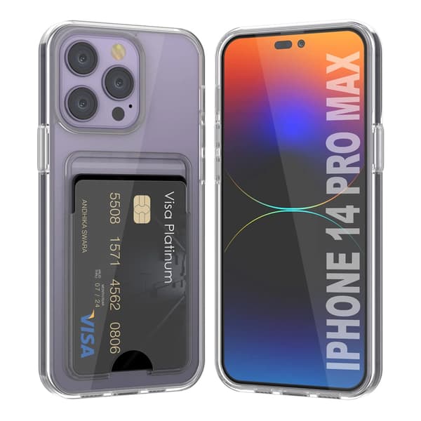 iPhone 14 Pro Max Case with Card Holder TPU - Transparent Transparent
