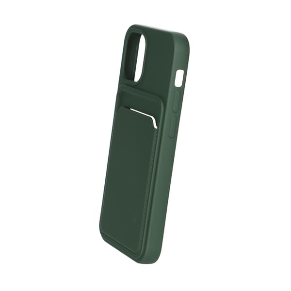 iPhone 12 Mini Silicone Case with Card Holder - Military Green Grön