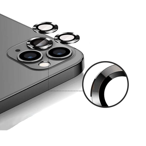 iPhone 12 Pro Max Linsskydd med Metallram - Grå (3-pack) Grå