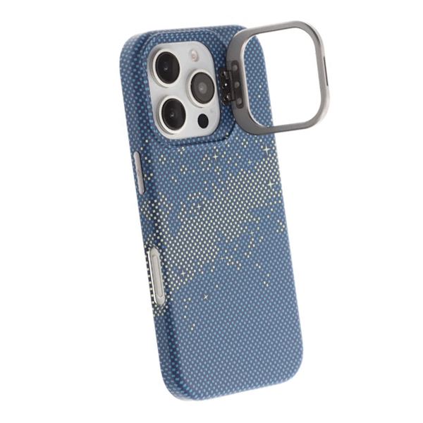 iPhone 16 Pro Skal med Magsafe och Utfällbart Stativ - Blå/Guld Multicolour