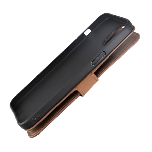 iPhone 15 Plus Plånboksfodral Läder Rvelon - Brun