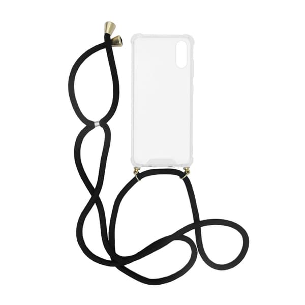 Shockproof Necklace Case for iPhone XS Max - Clear and Black Svart