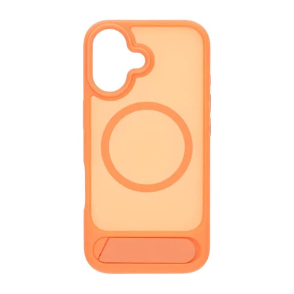 Black Feather Inclined Bracket Magnetic Case - iPhone 17 Orange Svart