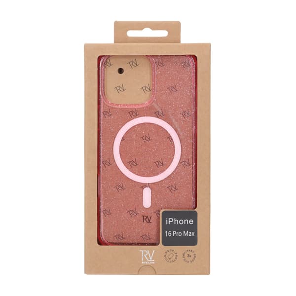 iPhone 16 Pro Max Rvelon Mobilskal TPU med MagSafe - Glitter Rosa Glitter