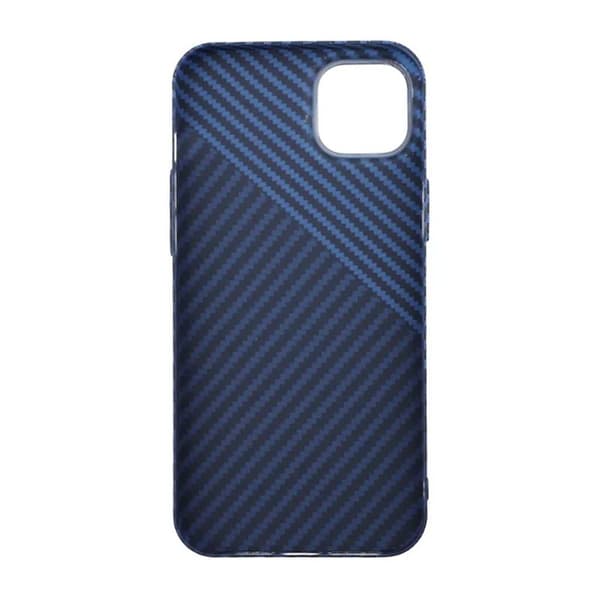 Carbon Fiber Phone Case for iPhone 14 Plus - Blue and Gray Blå