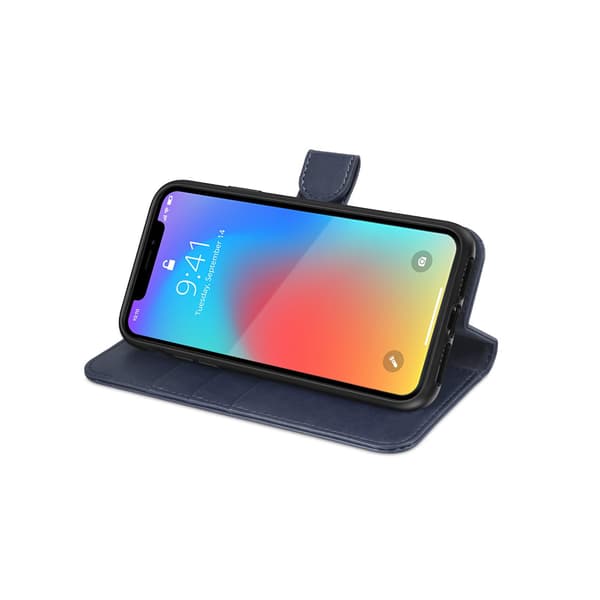Wallet Case Magnetic Leather with Stand for iPhone X and XS - Blue Blå