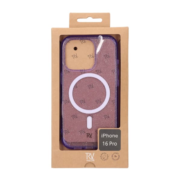 iPhone 16 Pro Rvelon TPU Mobile Case with MagSafe - Glitter Purple Glitter