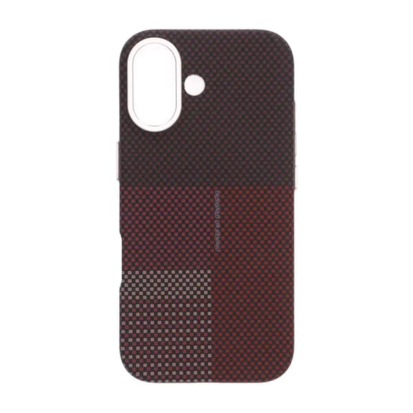 Aramid Fiber Phone Case for iPhone 17 - Red with Grid Röd