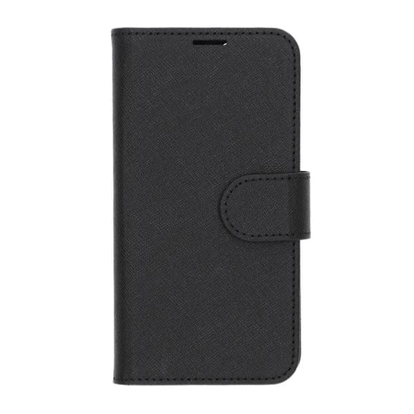 iPhone 15 Flip Stand Leather Wallet Case Black Svart