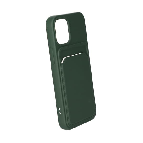 iPhone 12 Mini Silicone Case with Card Holder - Military Green Grön
