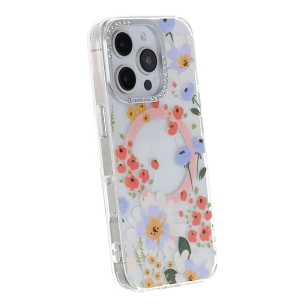 Blommigt Skal med Magsafe för iPhone 16 Pro Max - Orange Orange