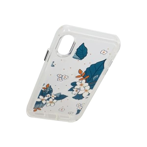 iPhone X/XS Mobilskal med motiv - Blå Blad Mönstrat