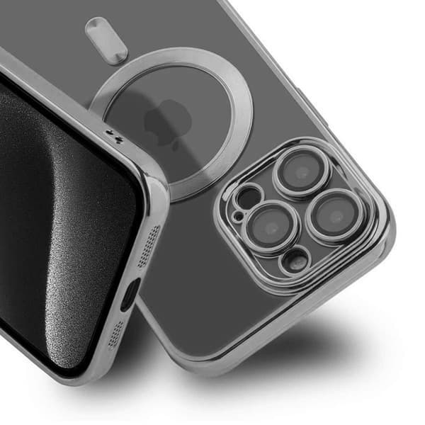 Luxury Mobile Case with Magsafe iPhone 15 Pro Max - Silver Silver