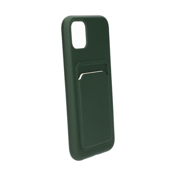 iPhone 11 Silicone Case with Card Holder - Military Green Grön