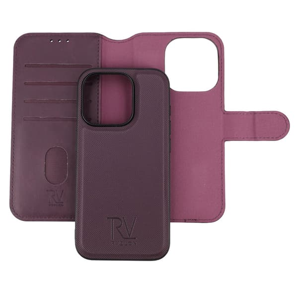 RV Magnetic Wallet Case iPhone 15 Pro Dark Cherry Lila
