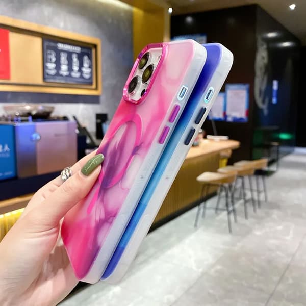 iPhone 14 Plus MagSafe Mobilskal - Rosa Abstrakt Rosa