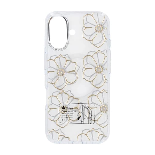 Mobilskal Magsafe till iPhone 16 - Transparent med blommor Transparent