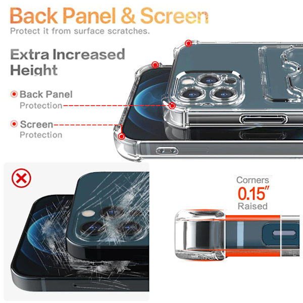 Shockproof Case with Card Holder iPhone 13 - Transparent Transparent