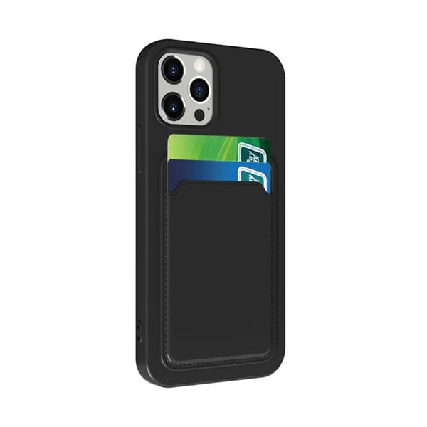 Silicone Case with Card Holder iPhone 13 Pro Max - Black Svart