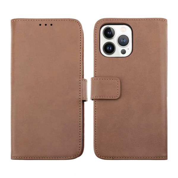 iPhone 14 Pro Max Plånboksfodral Läder Rvelon - Brun Brun