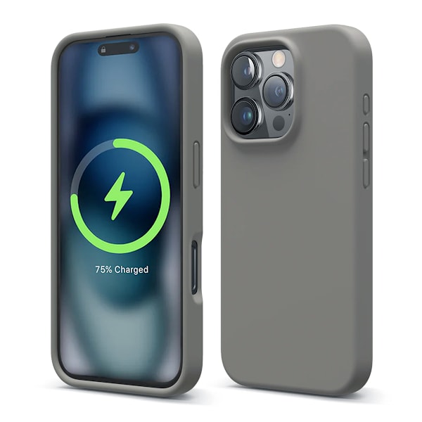 iPhone 16 Pro Case - Silicone With Magsafe Rvelon Grey Grå