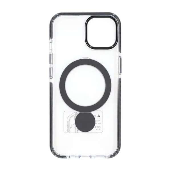 Case Magsafe for iPhone 15 - Transparent black with ring stand Transparent