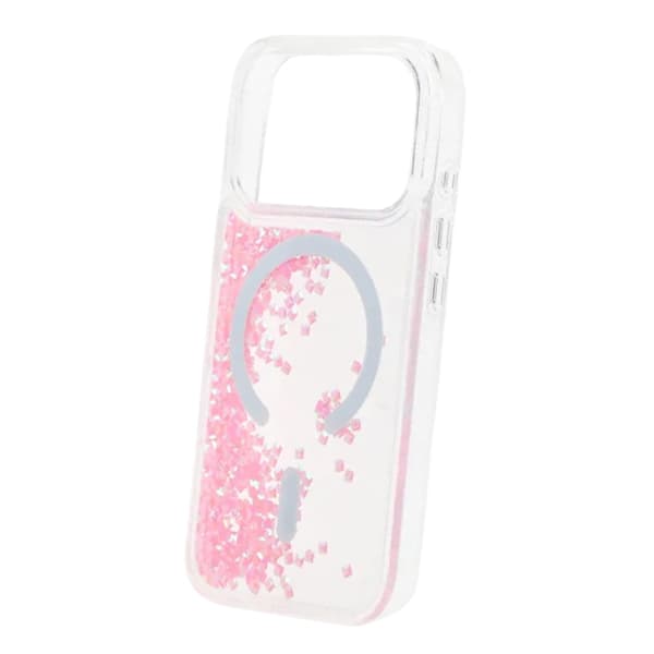 Diamond Quicksand Magnetic Case For iPhone 17 Pro Max Pink Rosa
