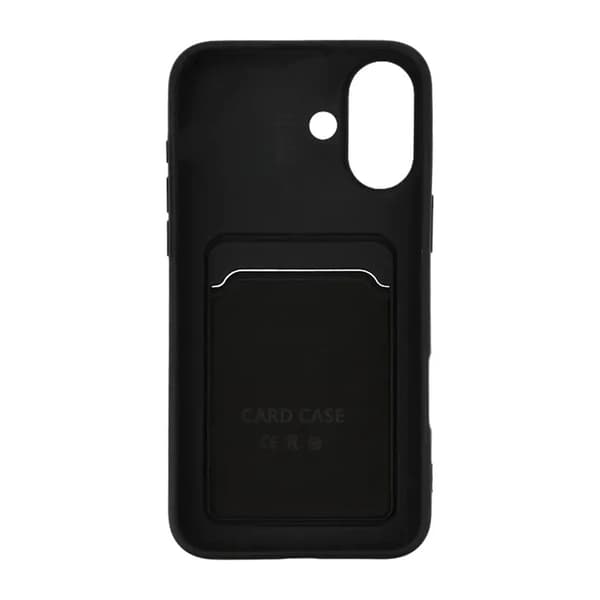 iPhone 16 Silicone Mobile Case with Card Holder - Black Svart